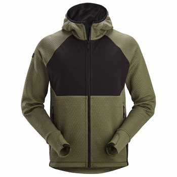 SNICKERS mikina FlexiWork Active Comfort s kapucí, KHAKI/ČERNÁ